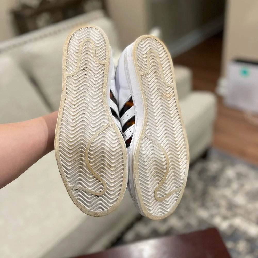 Adidas Superstar White with Tortoiseshell Accents - Picture 4 of 4